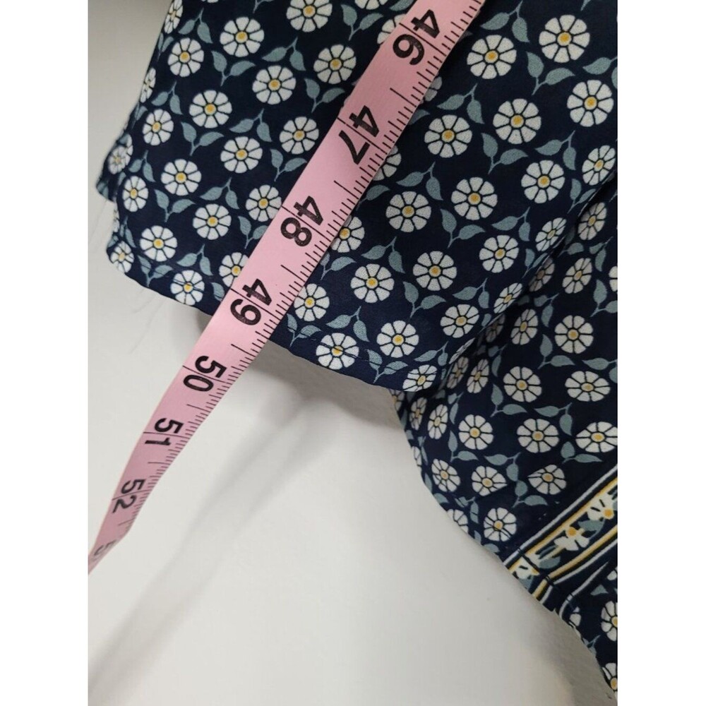 Max Studio navy blue white all over flower print button front long cute dress L - Picture 8 of 8